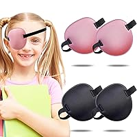 4PCS Adjustable Medical Eye Patch Bundle for Left or Right Eye - Amblyopia Lazy Eye Patches for Adults and Kids, Black & Pink 2PCS of Each Color