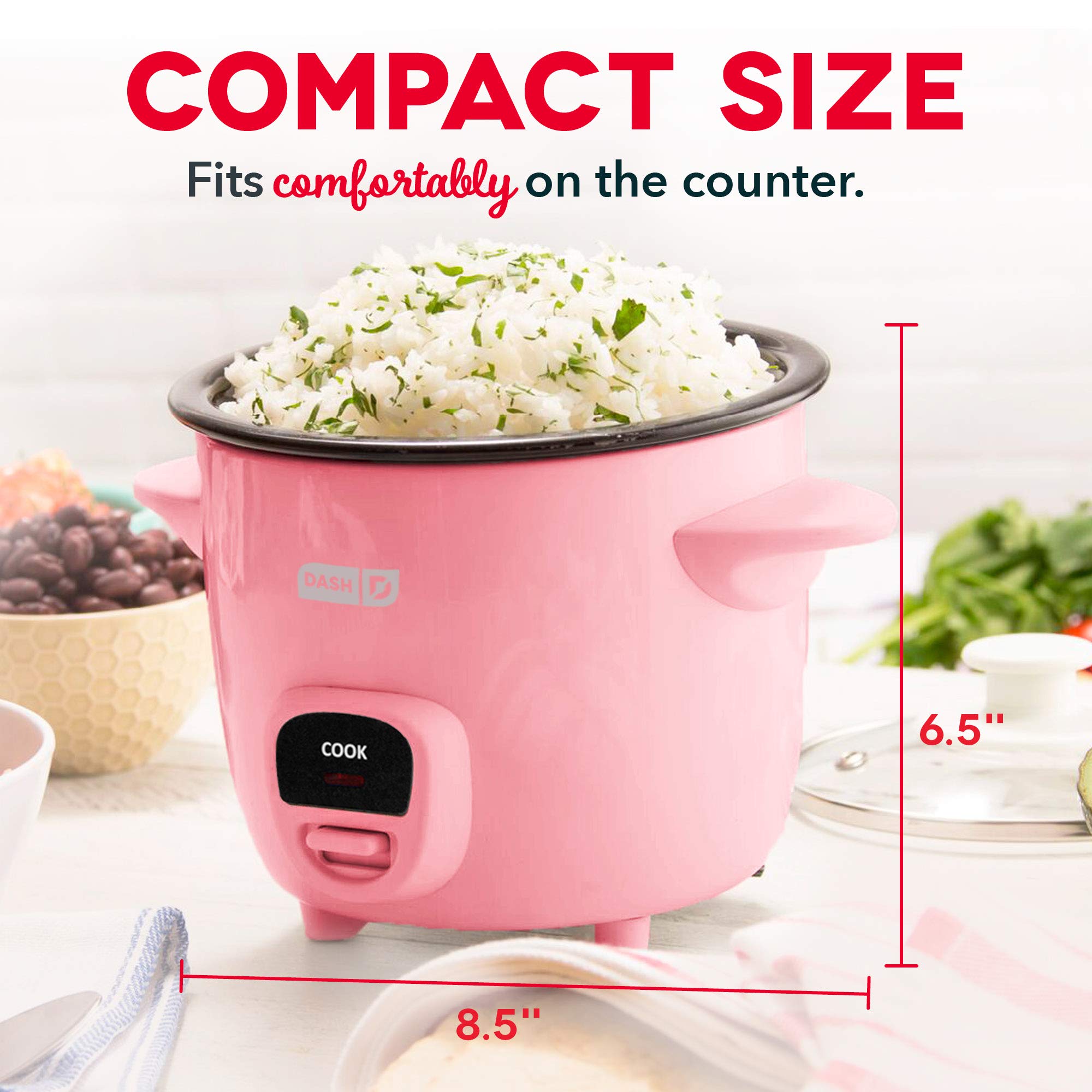 DASH Mini Rice Cooker Steamer with Removable Nonstick Pot, Keep Warm Function & Recipe Guide, Half Quart, for Soups, Stews, Grains & Oatmeal - Aqua