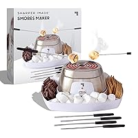 Electric Tabletop S'mores Maker for Indoors, 6-Piece Set, Includes 4 Skewers & 4 Serving Compartments, Easy Cleaning & Storage, Tabletop Marshmallow Roaster, Family Fun For Kids Adults