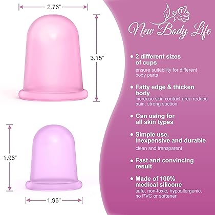Anti Cellulite Massager Vacuum Suction Cups for Cellulite Treatment - Body Massager, Exfoliator, Cupping Therapy Set - Improve Circulation, Distribute Fat Deposits, Shower Scrubber, Cellulite Remover