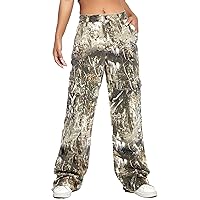SHINFY Women Camo Cargo Pants Y2K Camouflage Wide Leg Baggy Army Cargo Joggers Sweatpants with Flap Pockets