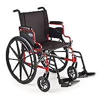 Invacare 9000 XT Manual Wheelchair for Adults | Lightweight Folding Wheelchair | 18 Inch Seat Width | Footrests & Desk Arms | Electric Red