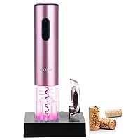 Secura Electric Wine Opener, Automatic Electric Wine Bottle Corkscrew Opener with Foil Cutter, Rechargeable (Rose Gold)