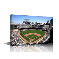 Sports Stadiums Canvas Prints 1 Panel Target Field Painting Poster Baseball Wall Art Picture Decor for Living Room Bedroom Kitchen Office Home Present Framed Ready to Hang, 24