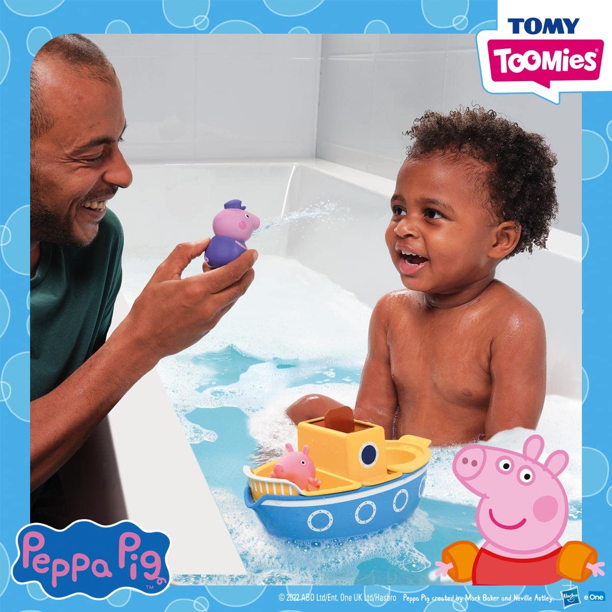 Tomy E73414 Grandpa Pig’s Splash & Pour Boat from Toomies – 4-in-1 Bath Time Peppa Pig Toy with Removable Water Sprinklers and Spinning Paddle Wheelhouse