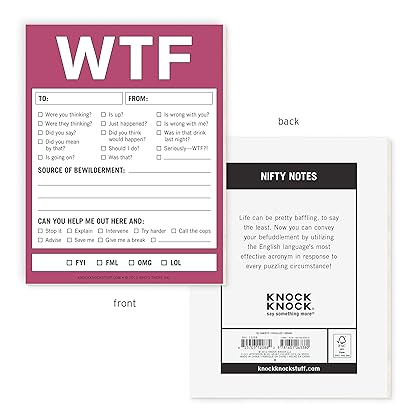 Knock Knock WTF Notes Nifty Note Checklist Memo Pad, 50 Sheets