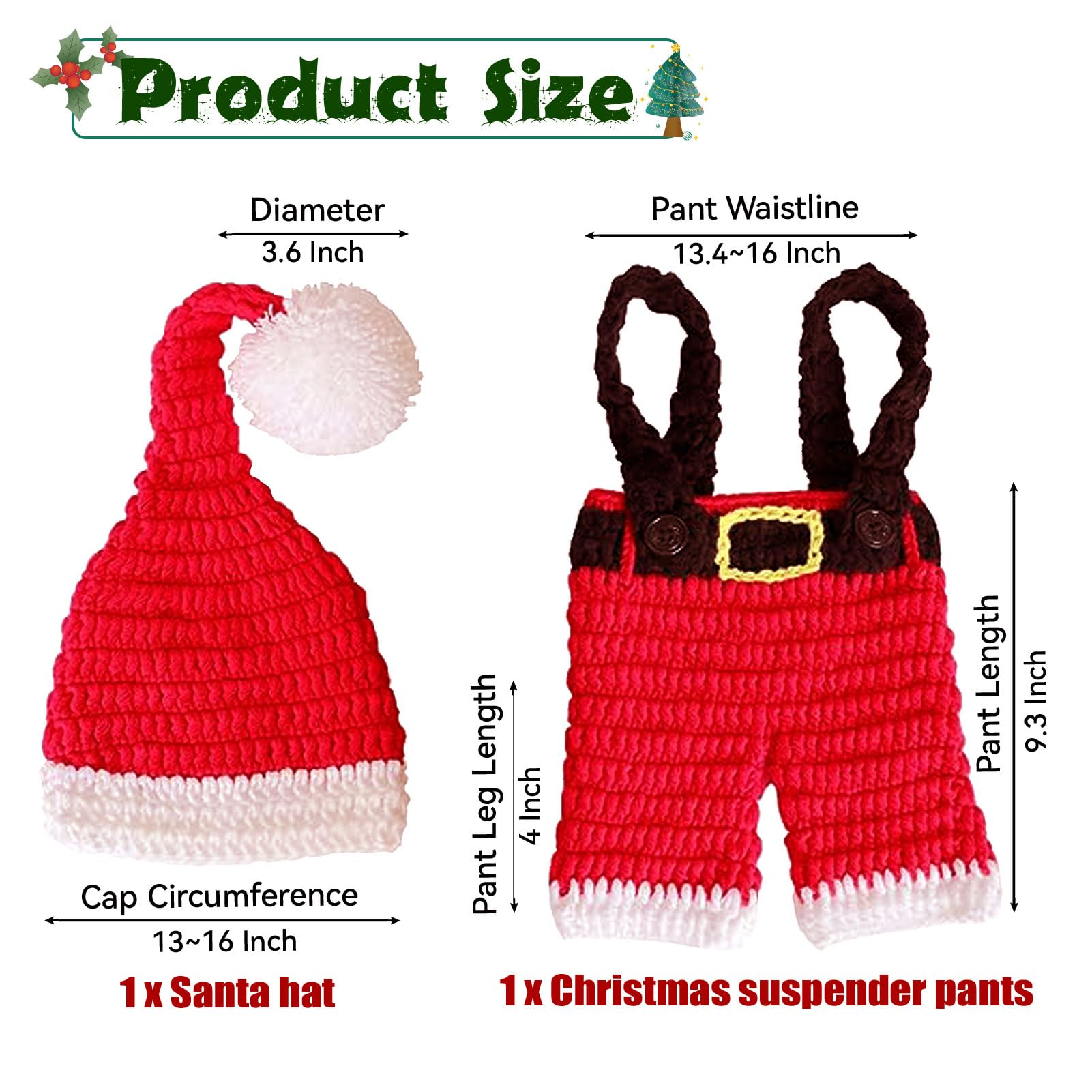 AIXIANG Baby Photography Props Christmas Cap Newborn Crochet Santa Claus Outfits Baby First Christmas Photo Props