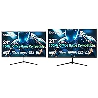 InnoView 27+24 Inch FHD 100HZ Eyes Care Built-in Speakers Frameless 4000:1 Contrast Ratio Ultra Thin Bezel Professional Computer Gaming Monitor