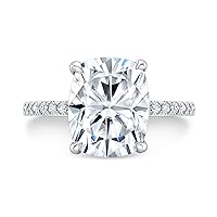 3.50 CT Elongated Cushion Cut Colorless Moissanite Engagement Ring Wedding Bridal Set Eternity Solitaire Halo Silver Gold Jewelry Anniversary Promise Purpose Gift for Her