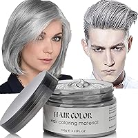 Grey Hair DyeTemporary Hair Wax,4.23oz Instant Hairstyle Mud Cream, Natural Hair Coloring Wax Material Disposable Hair Styling Clays Ash for Cosplay,Party,Masquerade, Halloween.etc (Sliver)