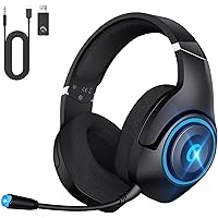 Wireless Gaming Headset, 2.4GHz USB Gaming Headphones for PS5, PS4,Switch,PC,Mac with Bluetooth 5.2, 40H Battery, ENC Noise Canceling Microphone, 3.5mm Wired Jack for Xbox Series (Black)