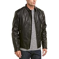 Cole Haan Men's Washed Leather Moto Jacket