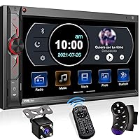 Double Din Car Multimedia System: 7 Inch HD Touchscreen Car Stereo Receiver – Bluetooth Car Radio MP5 Player with Mirror Link | Rear View Camera | MP3 | AM/FM | USB/SD/AUX | Steering Wheel Control