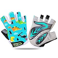 FIGNER Ten Kids Junior Cycling Gloves Outdoor Sport Road Mountain Bike, Fit Boy Girl Youth Age 2-11, Gel Padding Bicycle Half Finger Pair