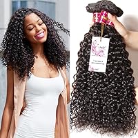 Unice Hair Malaysian Curly hair 4 Bundles 100% Unprocessed Human Remy Hair Weft Extensions Natural Color (14 16 18 20inch)
