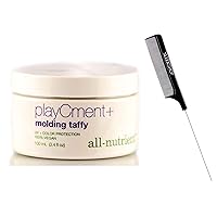 All Nutrient PlayCment + Molding Taffy, Extreme Hold (w/Sleek Comb) Play Cment Hair Cement, UV+ Color Protection, 100% Vegan (3.4 OUNCE / 100 ML SIZE)
