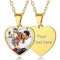 Picture Necklace Personalized Custom Dog Tag/Disc/Heart Pendant Picture Jewelry Engraved Memory Chain with Photo Name Customized Photo Gifts for Men Women (Gift Box)