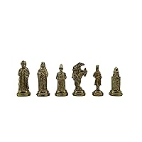 Metal Chess Pieces Ottoman Figures,Handmade Pieces King 2.75 inc(Only 32 Chess Pieces,Without Board) (Gold-Silver)