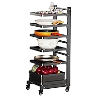 6-Tier Multifunctional Adjustable Pan & Pot Rack for Cabinet, Floor Organizer, Pot Organizer for Kitchen Organization & Storage, Pot Lid Organizer (Floor pot rack 6-tier)