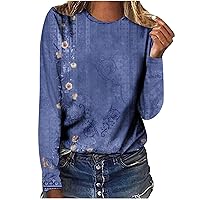 Ceboyel Womens Long Sleeve Fall Tops 2023 Floral Print Dressy Casual Blouses Retro Tee Shirts Trendy Fashion Clothing