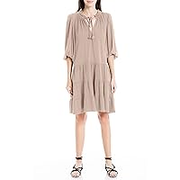 Max Studio Women's Crinkled Jersey 3/4 Sleeve Tiered Short Dress