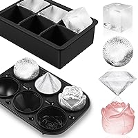 ICEXXP Whiskey Ice Ball Maker, 2.2 inch Round Ice Cube Trays with Lid and Bin, Large Ice Cube Tray with Container, Easy to Fill & Release, Sphere Ice