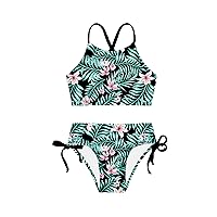 iiniim Kids Girls 2 Piece Criss Cross Tankini Swimsuit Beach Sport Bikini Set Sleeveless Swimwear