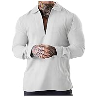 Mens Half Zip Shirt Athletic Workout Golf Pullover T-Shirts Lightweight Long Sleeve Fall Tee Shirts Casual Plain Tees