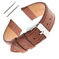 Gilden Unisex 16-30mm Gator-Grain Flat Stitched Leather Watch Strap F30