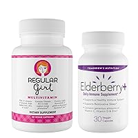 Regular Girl Tomorrow's Nutrition, Women’s Multivitamin (30 Servings) and Elderberry Plus (30 Servings) Bundle, Energy and Immunity Support