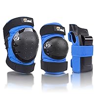Adult & Kids Knee Pads Elbow Pads Wrist Guards 3 in 1 Protective Gear Set for Skateboarding, Skating, Inline Skating, Roller Skating, Scooter, Biking and Multi-Sports