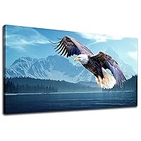Flying Eagle Canvas Wall Art - Nature Pictures for Wall Decor Snow Mountain Forest Lake Painting Print Artwork for Living Room Bedroom Home Office Wall Decoration 20