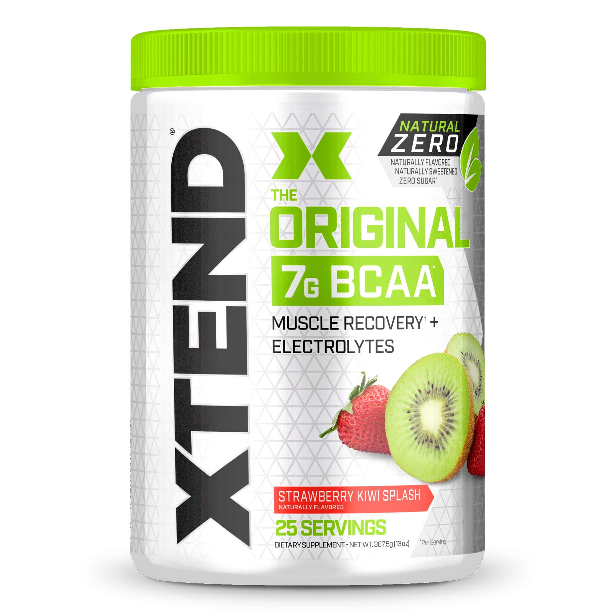 XTEND Natural Zero BCAA Powder Strawberry Kiwi Splash | Free of Artificial Sweeteners, Flavors, and Chemical Dyes | Post Workout Drink with Amino Acids | 7g BCAAs for Men & Women | 25 Servings