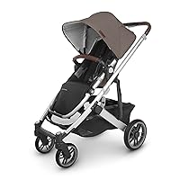 UPPAbaby Cruz V2 Stroller/Full-Featured Stroller with Travel System Capabilities/Toddler Seat, Bumper Bar, Bug Shield, Rain Shield Included/Theo (Dark Taupe/Silver Frame/Chestnut Leather)
