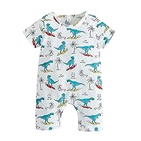 Infant Boys Short Sleeve Cartoon Dinosaur Prints Romper Jumpsuit Newborn Bodysuits Clothes Easter Clothes