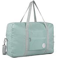 Narwey For Spirit Airlines Foldable Travel Duffel Bag Tote Carry on Luggage Sport Duffle Weekender Overnight for Women and Girls (3112 Mint Green ( with Shoulder Strap))