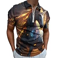Unicorn Magic Design Men’s Polo Shirt Slim Fit Short Sleeve Golf Shirts Casual Work T Shirts