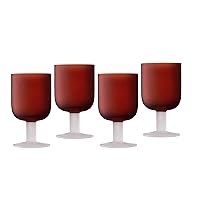 elle decor Frosted Glass Goblets Set of 4 - Beverage Stemmed Glass Cups- 8.2 oz Capacity - Elegant Red Wine Glassware for Wedding, Anniversary, Housewarming (Red)