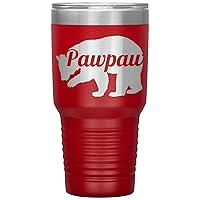 Pawpaw Bear Tumbler - Pawpaw Gift - 30oz Insulated Engraved Stainless Steel Pawpaw Tumbler Cup Red