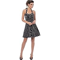 50's Retro Rockabilly Polka Dot Halter Dress