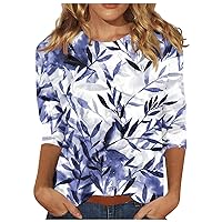 Women's 3/4 Sleeve Tops Fashion Daily Versatile Casual O-Neck Three Quarter Printed Top Tops
