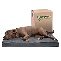 Furhaven Cooling Gel Dog Bed for Large/Medium Dogs w/ Removable Washable Cover, For Dogs Up to 55 lbs - Terry & Suede Mattress - Gray, Large
