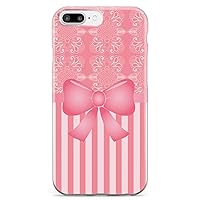 Inspired Cases - 3D Textured iPhone 8 Plus Case - Rubber Bumper Cover - Protective Phone Case for Apple iPhone 8 Plus - Pink Bow