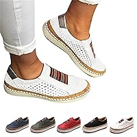 ZHANGZHI Premium Orthopedic Casual Sneaker, Casual Orthopedic Walking Shoes 2022 Design, Womens Shoes Slip On Fashion Round Toe Comfort Athletic Running Shoes (White,5)