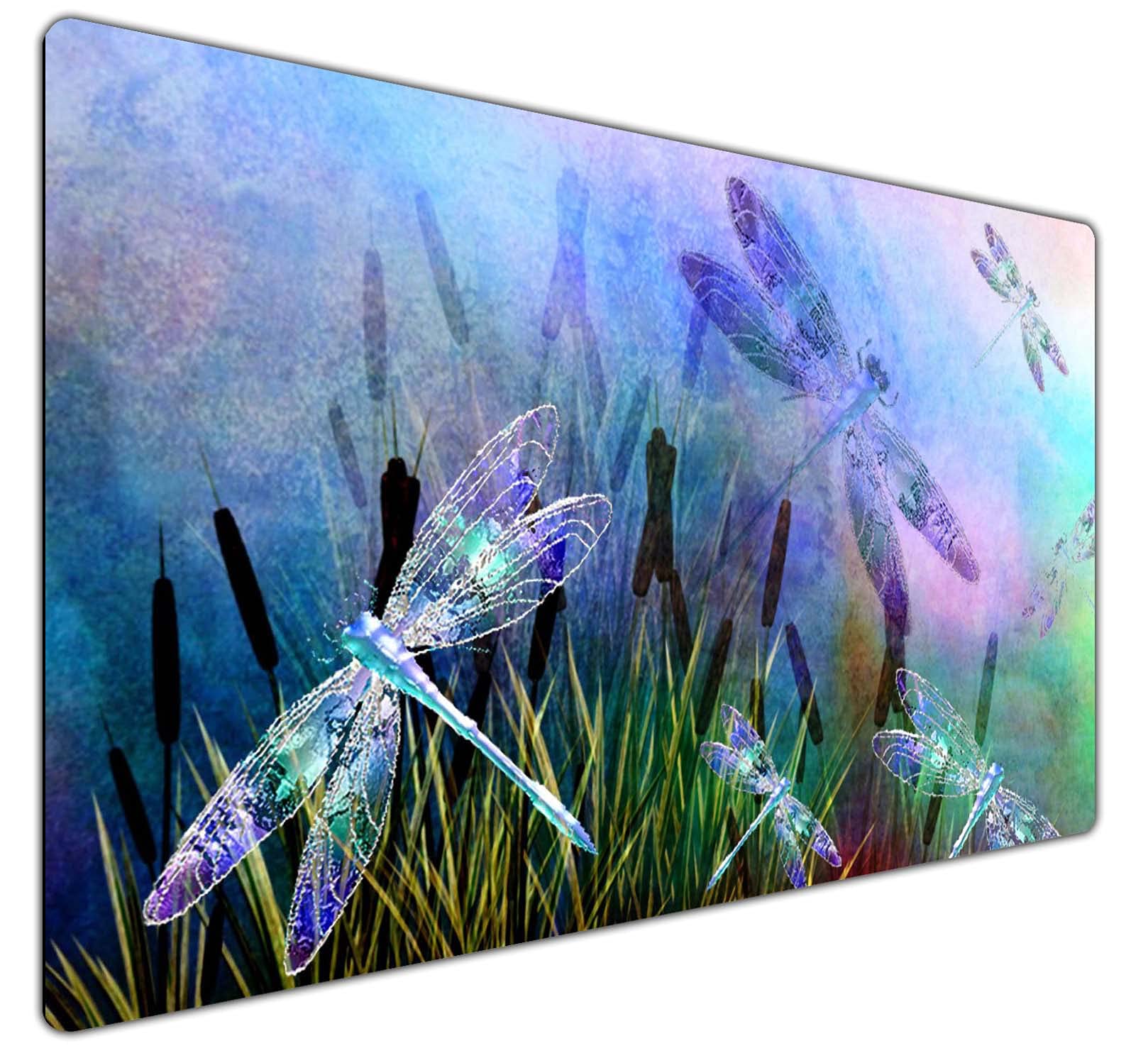 Large Mouse Pad,Non-Slip Rubber Mousepad,Professional Customized Gaming Mouse Mat,Waterproof Keyboard Desk Mat for Game,Work,Office,Home Decor Computer Accessories Purple Dragonfly
