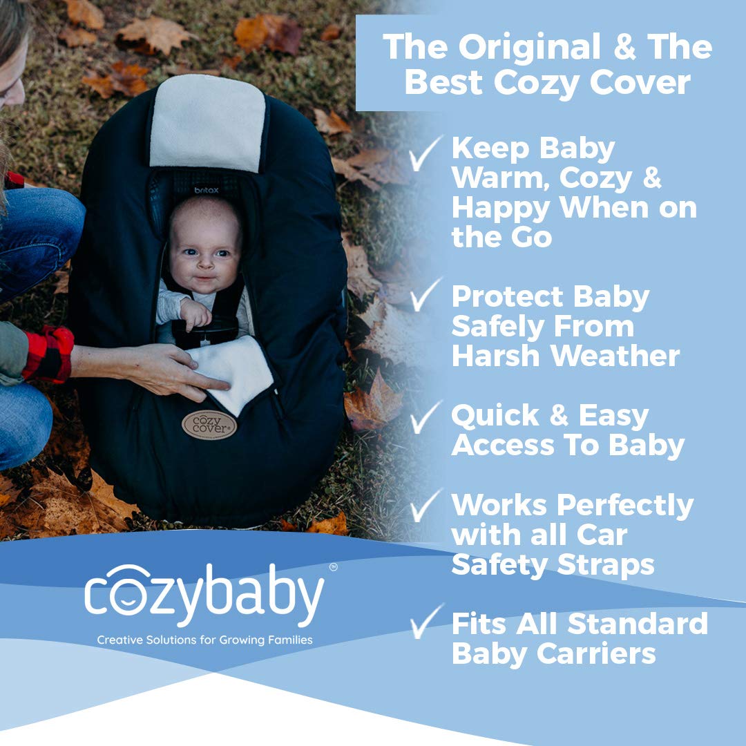 Cozy Cover Infant Car Seat Cover - The Industry Leading Infant Carrier Cover Trusted by Over 5.5 Million Moms Worldwide for Keeping Your Baby Cozy & Warm (Black)