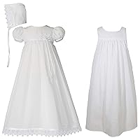 100% Cotton Handmade Girls Christening Special Occasion Dress with Italian Lace
