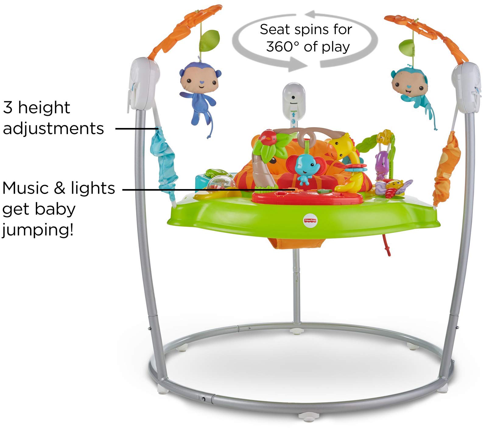 Fisher-Price Tiger Time Jumperoo, Infant Activity Center with Music, Lights, Sounds, and Early Learning
