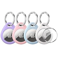 UNBREAKcable 4 Pack Macaron Colored Apple AirTag Holder [Hold Air Tag Securely] [Easy to Install] Protective Case Waterproof TPU Shell with 304 Stainless Steel Key Ring Keychain