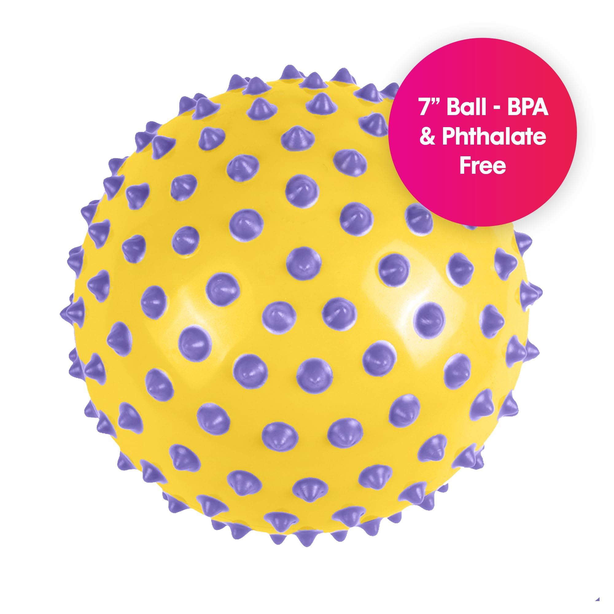 Edushape Sensory Ball for Baby - 7” Yellow/Purple Trendy Color Dots Baby Ball That Helps Enhance Gross Motor Skills for Kids Aged 6 Months & Up - Pack of 1 Vibrant Colorful and Unique Toddler Ball